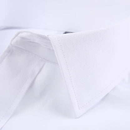 Men'S Classic Long Sleeve Standard-Fit Dress Shirts Formal Business Social Simple Basic Design White Work Office Casual Shirt