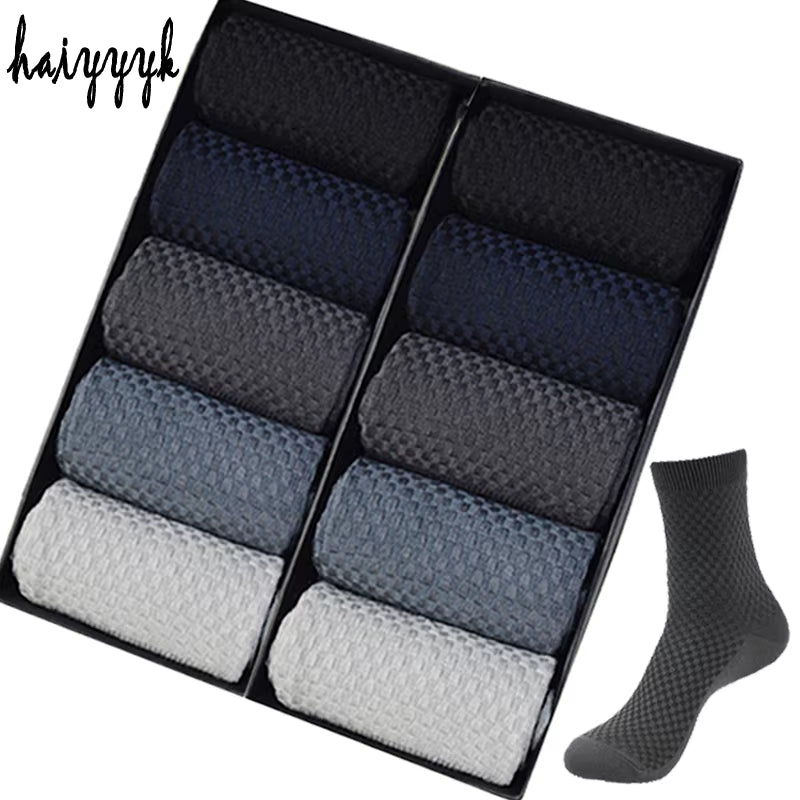 10 Pairs High Quality Bamboo Fiber Men'S Socks Business Breathable Deodorant Compression Socks Men Long Big Size EUR 38-46
