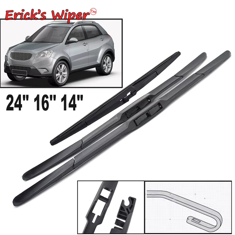 Erick'S Wiper Front & Rear Wiper Blades Set for Ssangyong New Actyon Korando C 10 - 19 Windshield Windscreen Window 24"16"14"