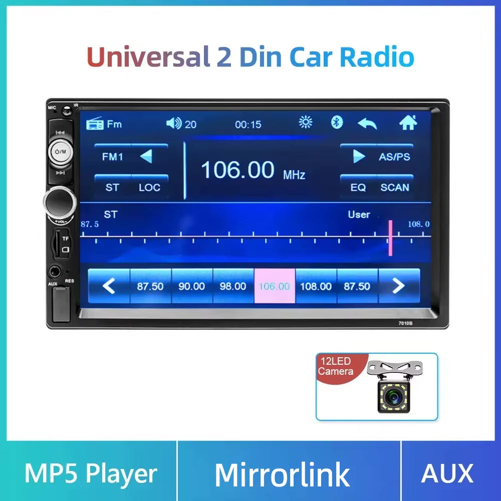 2 Din Car Radio 7" Bluetooth Stereo 2Din Video Multimedia Player Autoradio Touch Screen Auto Radio for Universal VW Kia