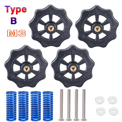 4PCS M3/M4 Screws Nuts Heat Bed Leveling Spring Knob Parts 3D Printers Print Platform Calibration Accessories