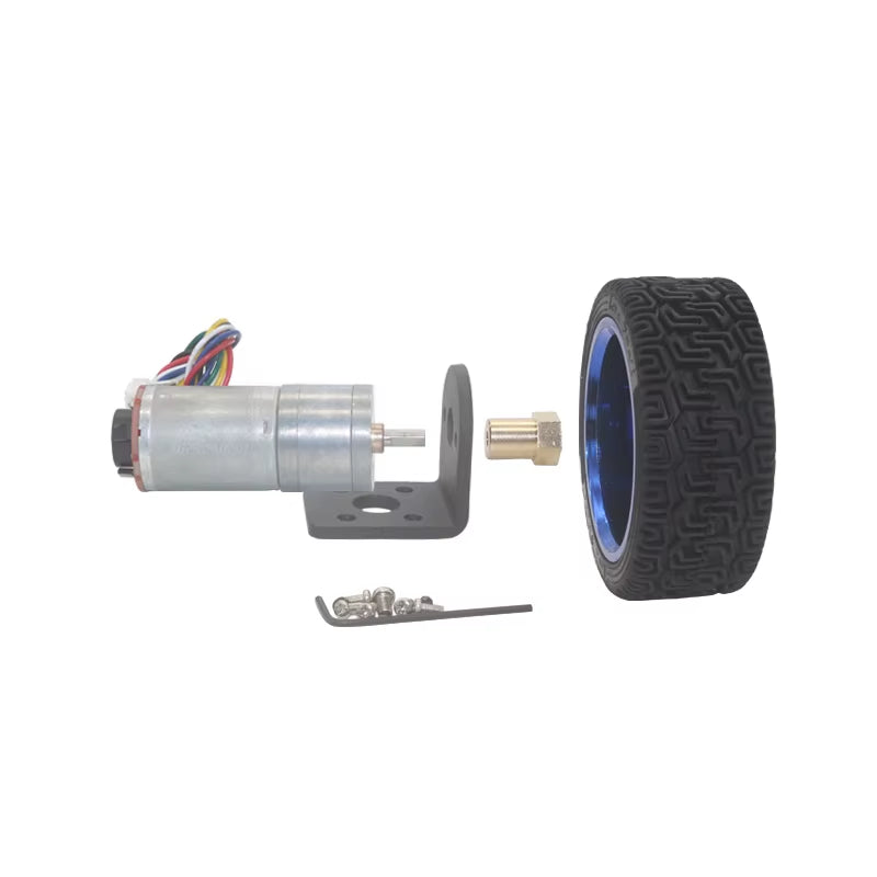 Diy Arduino Geared Motors 6V 12V 24V DC Gear Motor with Encoder and 65Mm Wheel Coupling Kit for Robot Smart Car Gearmotors