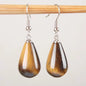 13X22MM Obsidian Clear Quartz Lapis Lazuli Rose Pink Quartz Opal Obsidian Drop Cone Bead Hook Dangle Earrings 1Pair