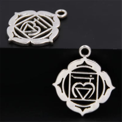 21Pcs Silver Color 7 Chakra Charms Mandala Pendant Yoga OM Buddhist Metal for Jewelry Making Supplies