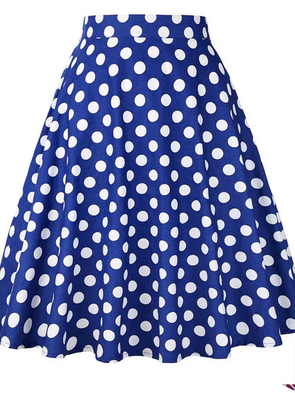 Women'S Runway Cotton Retro Vintage Skirt Black Faldas High Waist a Line Rockabilly Jupe 50S Swing Umbrella Skirts Pin up Skater