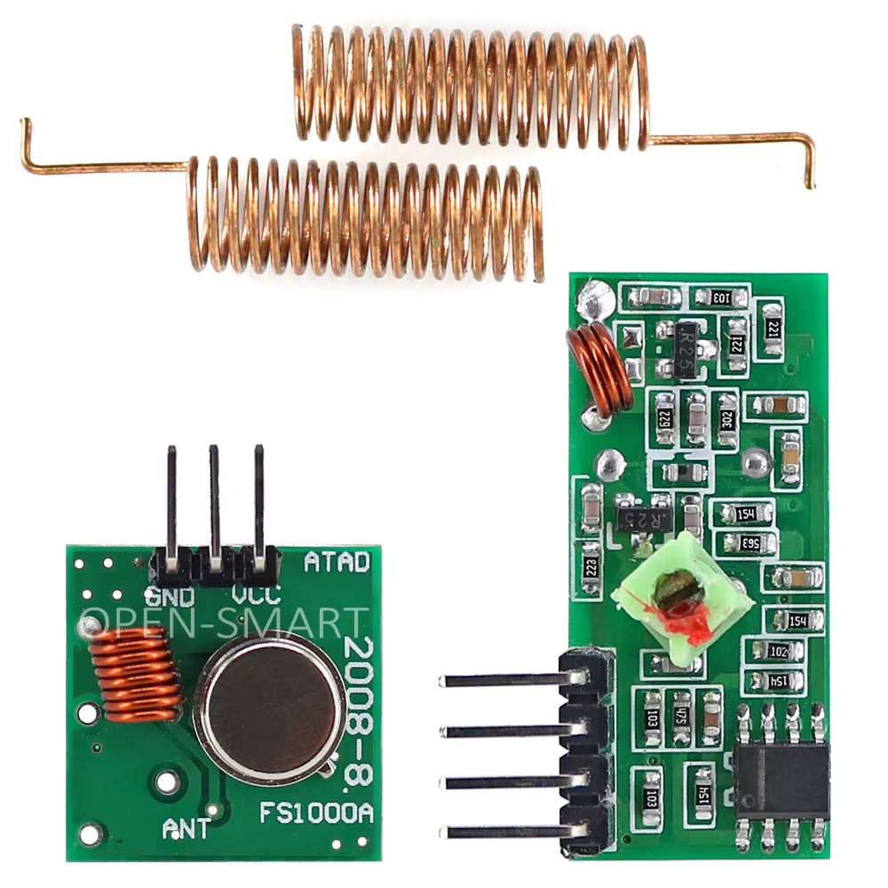 433Mhz RF Wireless Receiver Module & 433 Mhz Transmitter Module Kit + 2PCS RF 433M Hz Spring Antenna Compatible for Arduino