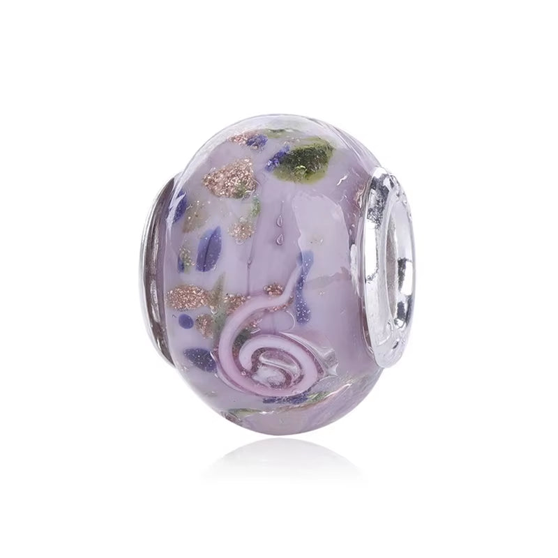 New European Colorful Lampwork Glass Bead Murano Plastic Aolly Charm Fit Pan Brand Bracelet Bangle Women DIY Jewelry Dropship