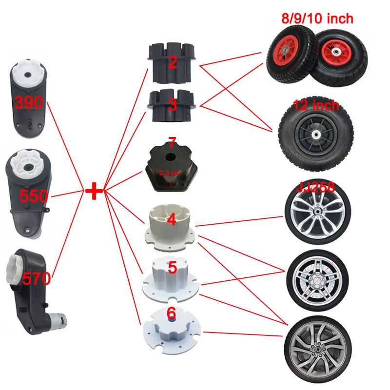 Children Electric Car Tire Adapter Connection Clip for Gear Box,Kid'S Toy Car Gearbox Coupler,Baby Motorcycles Wheel Clip
