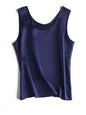 . Women Basic Cozy Tanks, 100%Real Silk, O Neck Sleeveless Chic T Shirt, 2025 Solid Summer Vests, White, Pink, Beige