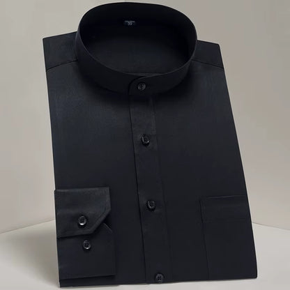 Men'S Classic Long Sleeve Standard-Fit Dress Shirts Formal Business Social Simple Basic Design White Work Office Casual Shirt