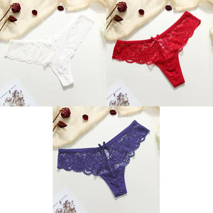 3Pcs Sexy Underwear Woman Thongs Panties Lace G-String T-Back Female Underwear Sexy Lace Thongs Underpants Panties for Woman