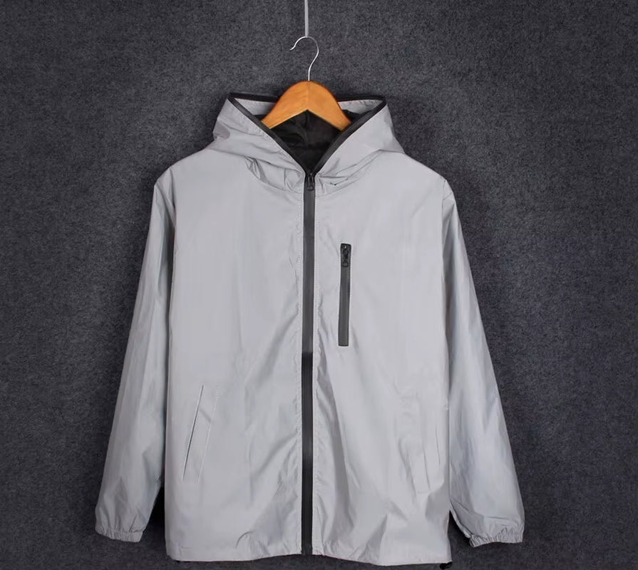 Men'S Full Reflective Jacket Casual Women Windbreaker Hip Hop Hooded Coat Waterproof Printed Streetwear Night Shiny Jackets 5XL