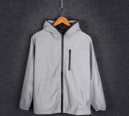 Men'S Full Reflective Jacket Casual Women Windbreaker Hip Hop Hooded Coat Waterproof Printed Streetwear Night Shiny Jackets 5XL