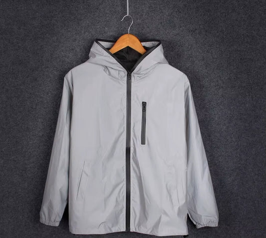 Men'S Full Reflective Jacket Casual Women Windbreaker Hip Hop Hooded Coat Waterproof Printed Streetwear Night Shiny Jackets 5XL