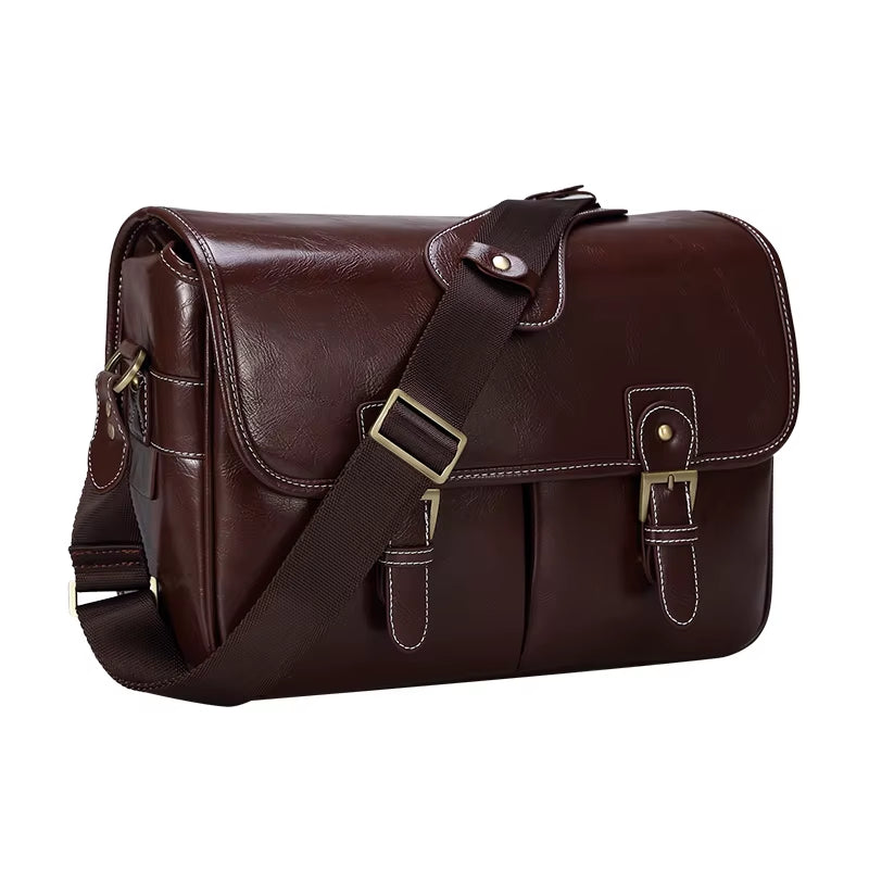 Photo Luxury Camera Stylish Fashion Retro PU Leather Case Handbag Waterproof Shoulder Messenger DSLR Bag for Canon Nikon Sony L