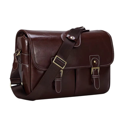 Photo Luxury Camera Stylish Fashion Retro PU Leather Case Handbag Waterproof Shoulder Messenger DSLR Bag for Canon Nikon Sony L