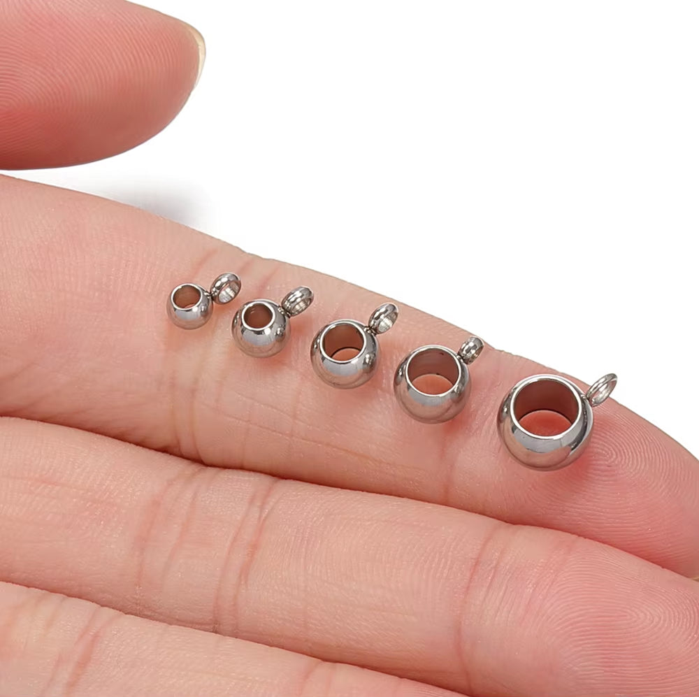 10Pcs Stainless Steel Spacer Beads Pendant Charms Clasps Gold Color Bail Beads for DIY Jewelry Making Findings Hole 2-4Mm Beads