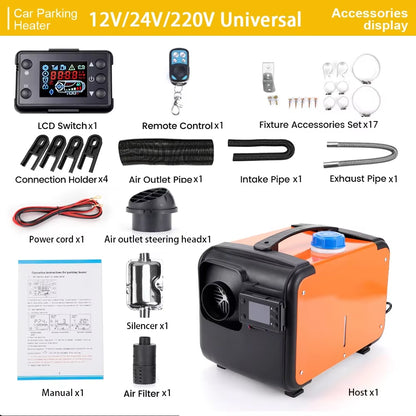 Car Heater Diesel Air Heater 12V 24V 220V Universal Heater with LCD Switch for Car Truck Boat RV Parking Diesel Heater