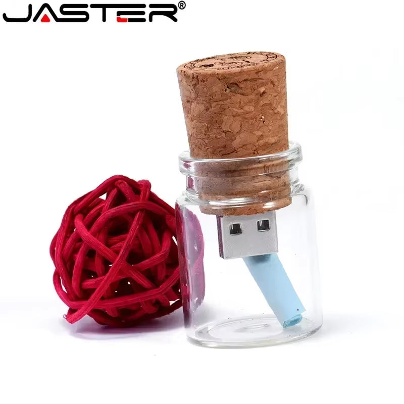 New Arrival Messenger Bottle Usb 2.0 Memory Stick Glass Drift Bottle Usb Flash Drives Wooden Cork Pendrive 16GB 32GB 64GB