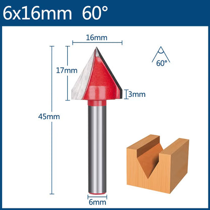 6Mm Router Bit V Shape Groove Milling Cutter Carbide Engraving Bit Woodworking Cutter