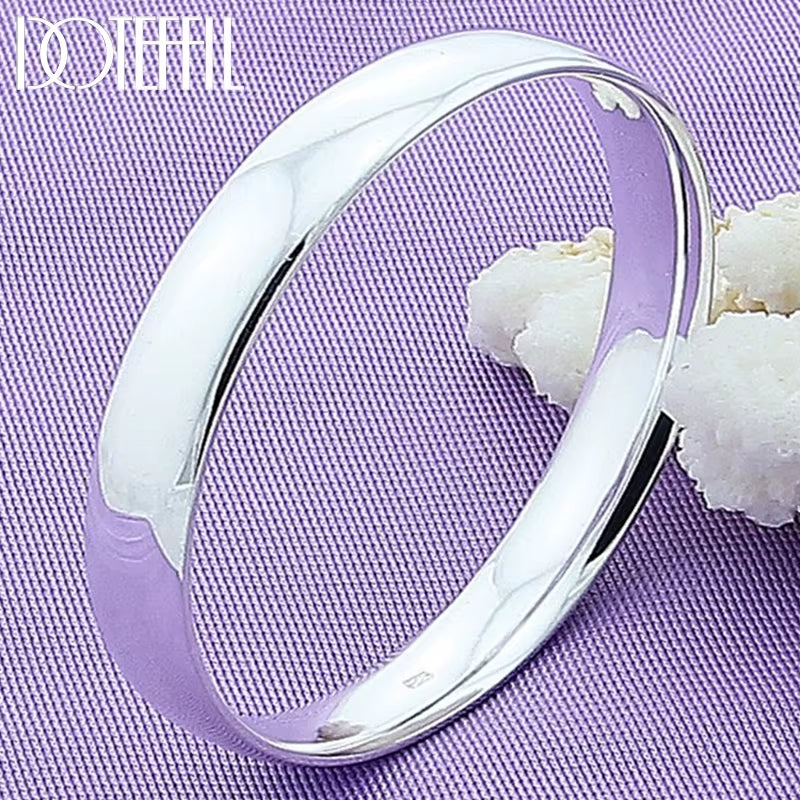 925 Sterling Silver 10Mm Smooth Solid Bracelet Bangles for Women Men Wedding Engagement Party Jewelry