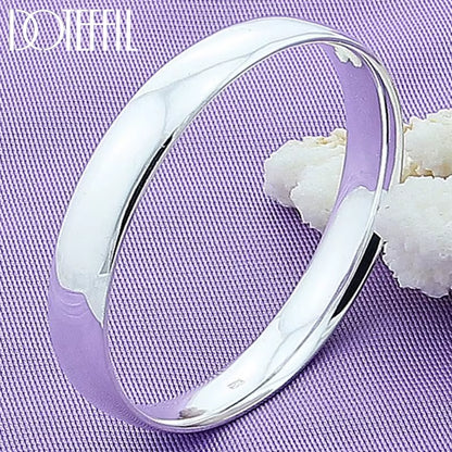 925 Sterling Silver 10Mm Smooth Solid Bracelet Bangles for Women Men Wedding Engagement Party Jewelry