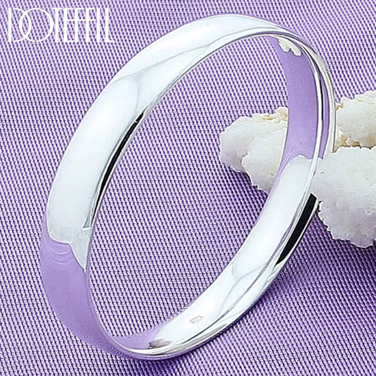 925 Sterling Silver 10Mm Smooth Solid Bracelet Bangles for Women Men Wedding Engagement Party Jewelry