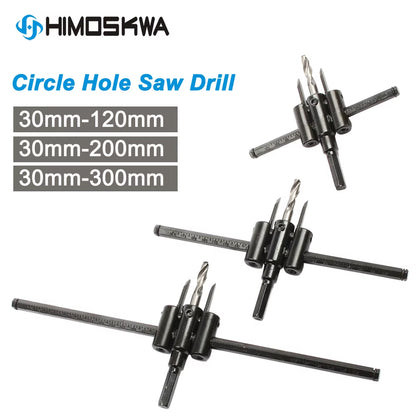 LUBAN Adjustable Metal Wood Circle Hole Saw Drill Bit Cutter Kit DIY Tool 30Mm-120Mm Black Alloy Blade 30Mm-200Mm 30Mm-300Mm