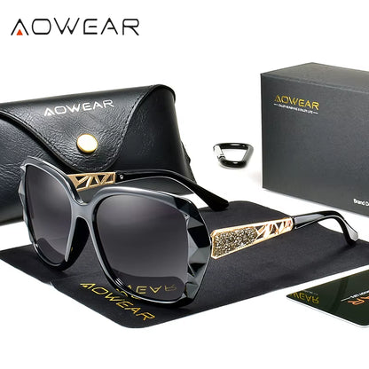 Women'S Luxury Gradient Oversized Sunglasses Women Polarized Square Vintage Sun Glasses Ladies Diamond Shades Gafas De Sol Mujer