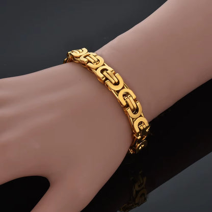 Mens 316L Stainless Steel Male Bracelet Wholesale Braslet Gold Silver Color Braclet Chunky Cuban Chain Link Bracelet for Man
