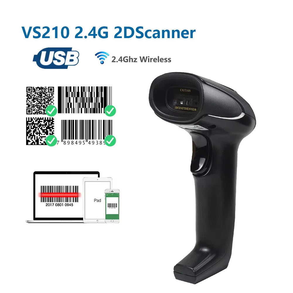 1D/2D Supermarket Handhel Barcode Bar Code Scanner Reader QR PDF417 Bluetooth 2.4G Wireless &Wired USB Platform