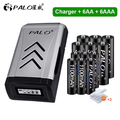 4Pcs 3000Mah 1.2V AA Rechargeable Batteries+4Pcs 1100Mah 1.2V AAA Battery NI-MH AA AAA Rechargeable Battery for Camera Toy