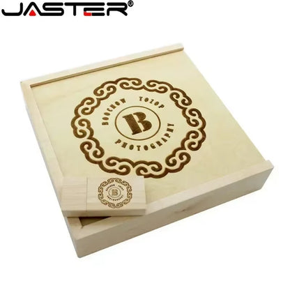 (1 PCS Free LOGO) Photo Unique Album Walnut Wood Usb+Box Pendrive USB Flash Drive 8GB 16GB 32GB 64GB 128GB Photography