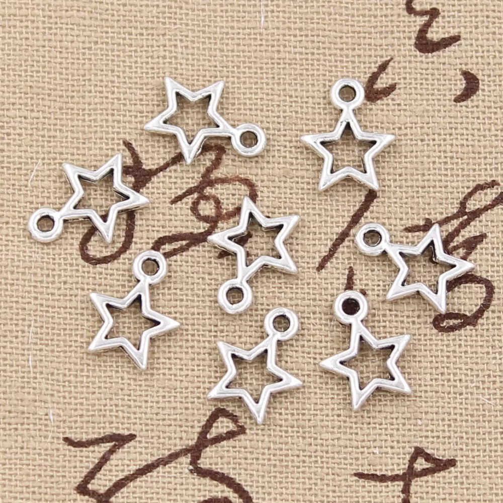 50Pcs Charms Star Pentagram 13X10Mm Handmade Pendant Making Fit,Vintage Tibetanbronze,Diy for Bracelet Necklace