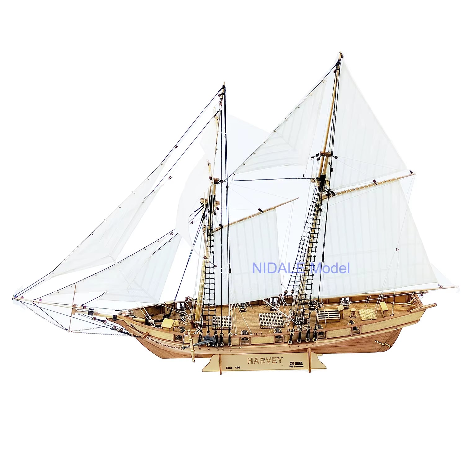 New Version Scale 1/96 Classics Ancient Ship Model Building Kits Harvey 1847 Wooden Sailboat DIY Home Decorations