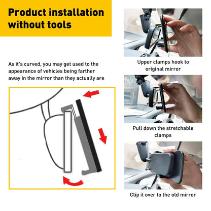 Car Baby Mirrors Interior Rear View Mirror Wide Angle Convex Rearview Mirror anti Glare Large Vision Panoramic Auxiliary Monitor