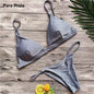 9 Colors Solid Bikini Set 2025 Sexy Push up Swimwear Women Brazilian Swimsuit Low Waist Biquini Halter Two Pieces Bathing Suit