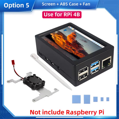 Raspberry Pi 3.5 Touch Screen 480*320 LCD TFT Display Optional ABS Metal Case Cooling Fan for Raspberry Pi 4 Model B or 3B+ 3B