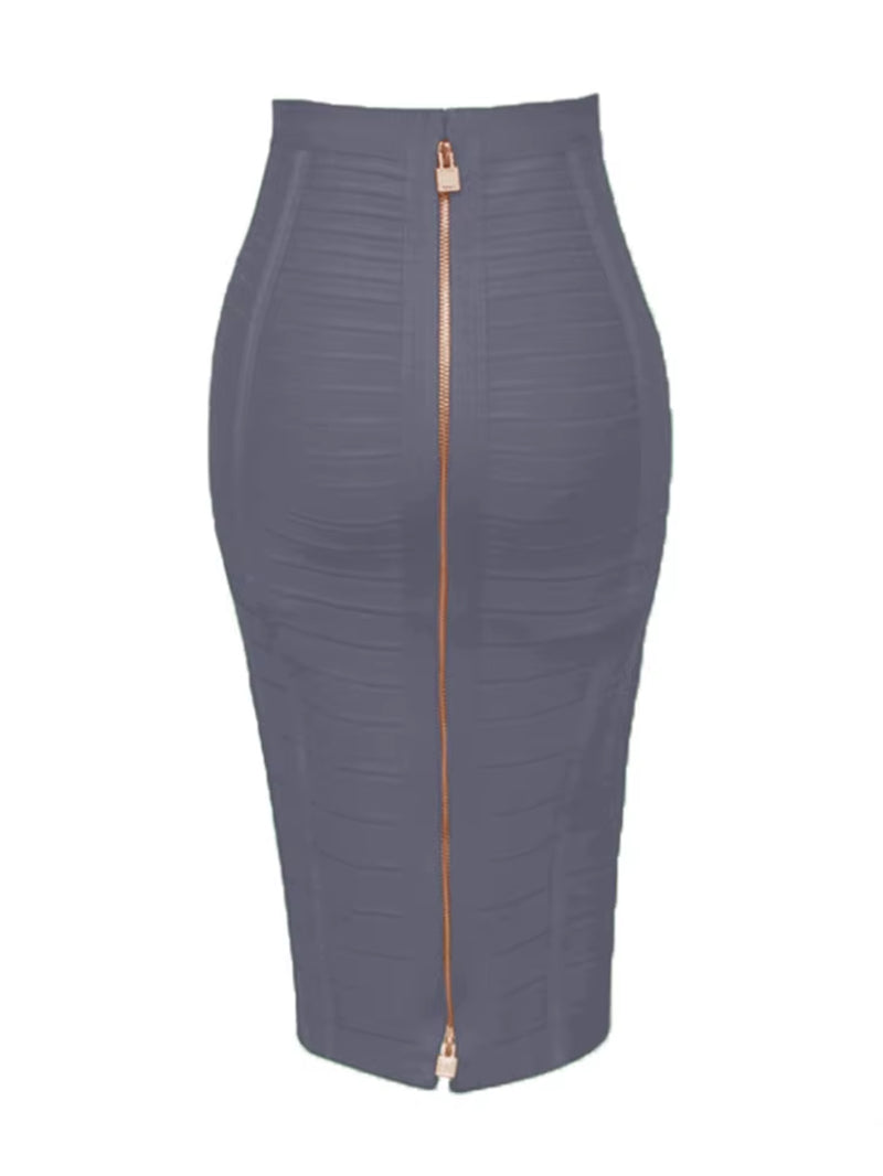 16 Colors Sexy Solid Zipper Orange Blue Black Red Bandage Skirt Women Elastic Bodycon Summer XL XXL Pencil Skirts 58Cm
