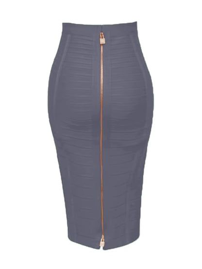16 Colors Sexy Solid Zipper Orange Blue Black Red Bandage Skirt Women Elastic Bodycon Summer XL XXL Pencil Skirts 58Cm