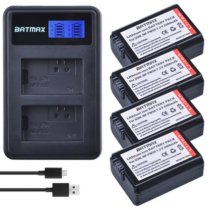 2000Mah NP-FW50 NP FW50 Camera Battery + LCD USB Dual Charger for Sony Alpha A6500 A6300 A6000 A5000 A3000 NEX-3 A7R Zv-E1