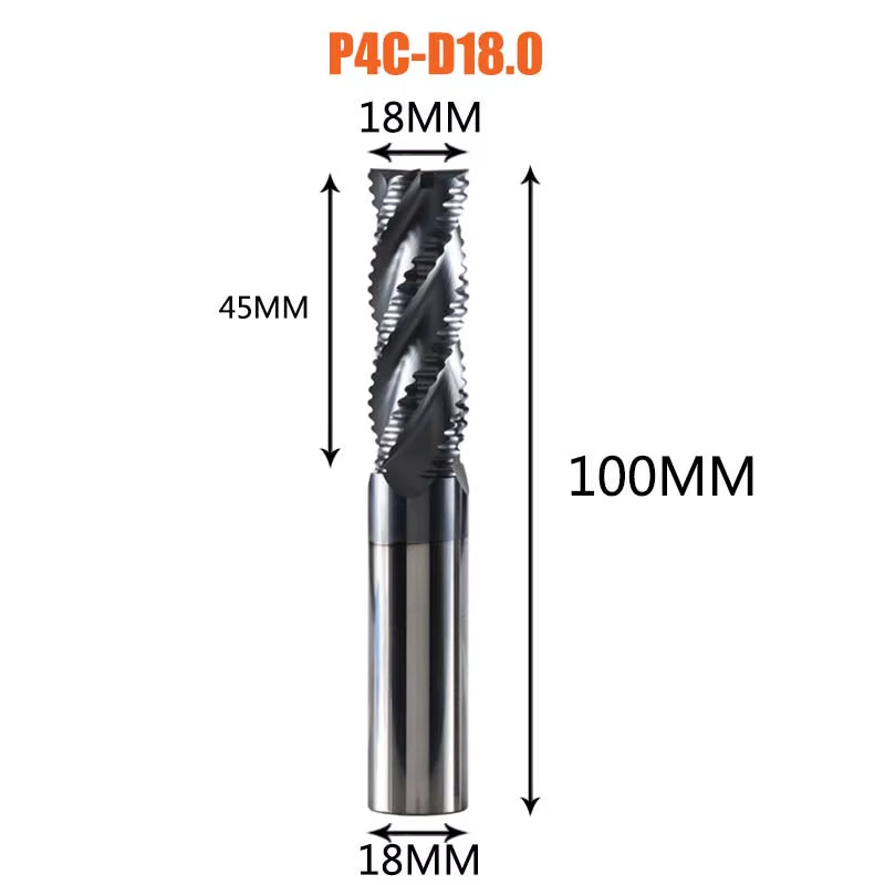 Solid Carbide Roughing End Mill 4 Flute CNC Milling Cutter Bits Router Bit for 50 Hrc Metal Roughing Machining 6Mm to 20Mm