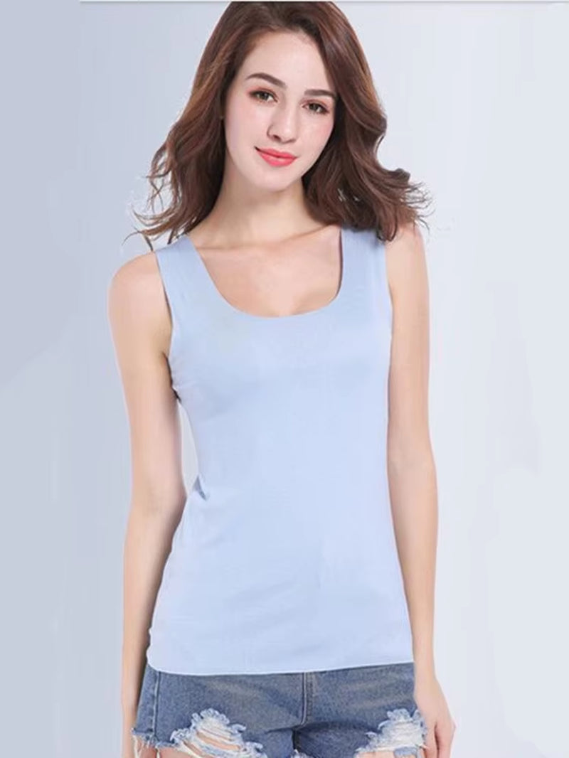 High Quality 2022Summer Solid Seamless Women Tank Tops Soft Modal Vest Sleeveless T Shirt Female White Tanks No-Trace TOPS
