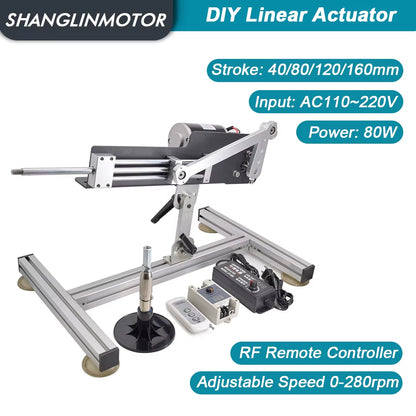 DIY Stroke 40-160Mm Linear Reciprocating Motor with Remote Controller and Stand Low Noise Linearly Motion Sex Mashines