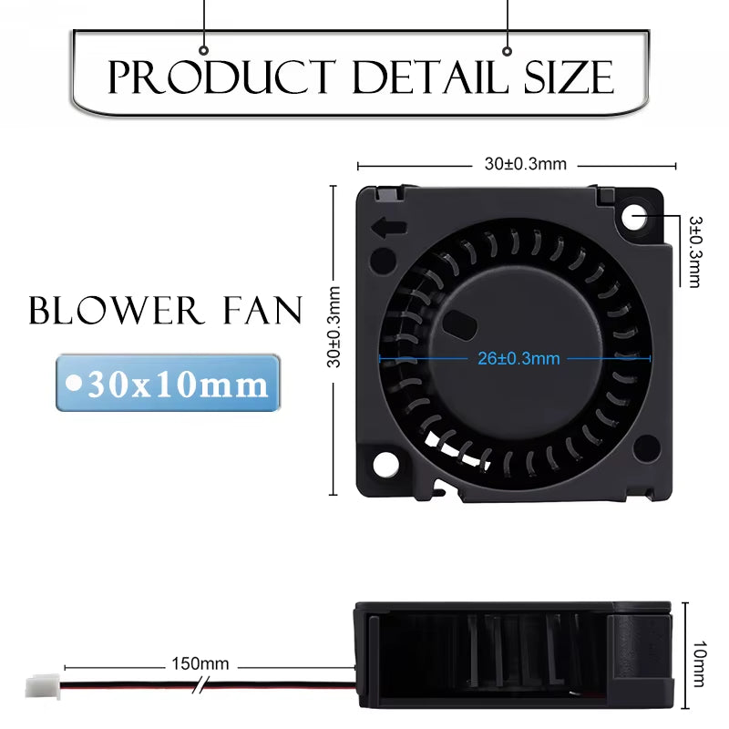 2 Pieces  DC 5V 12V 24V 30X30X10Mm Sleeve Dual Ball 1 Inch Small Mini Blower Cooling Fan 30Mm X 10Mm 3Cm 3010 3D Printer