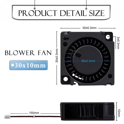 2 Pieces  DC 5V 12V 24V 30X30X10Mm Sleeve Dual Ball 1 Inch Small Mini Blower Cooling Fan 30Mm X 10Mm 3Cm 3010 3D Printer
