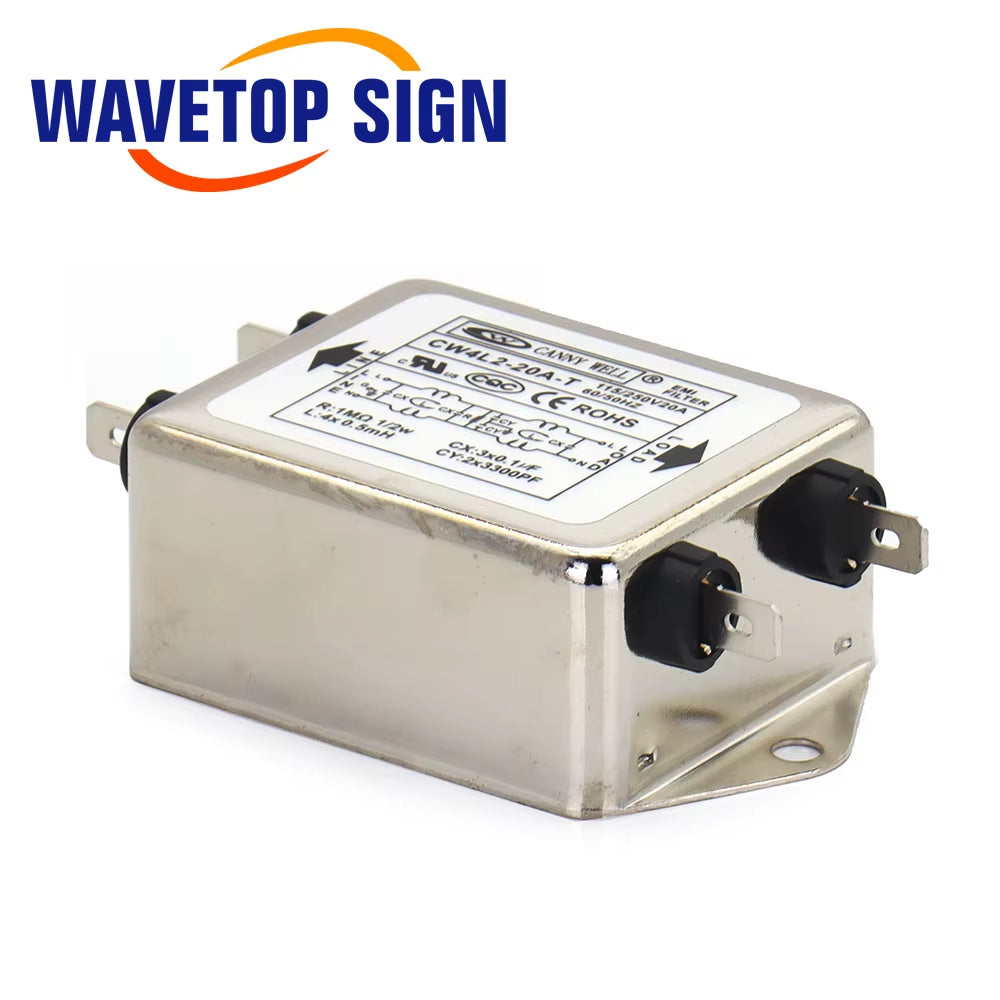 CANNY WELL CW4L2-20A-T EMI Power Filter Single Phase CW4L2-10A -T CW4L2-6A -T AC 115V / 250V 20A 50/60Hz for Laser Machine