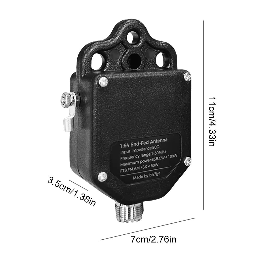 1:64 Balun End Fed Antenna 1Mhz to 30Mhz Portable 4-Band 8-Band HF End Fed Antenna 100W Power for Outdoor