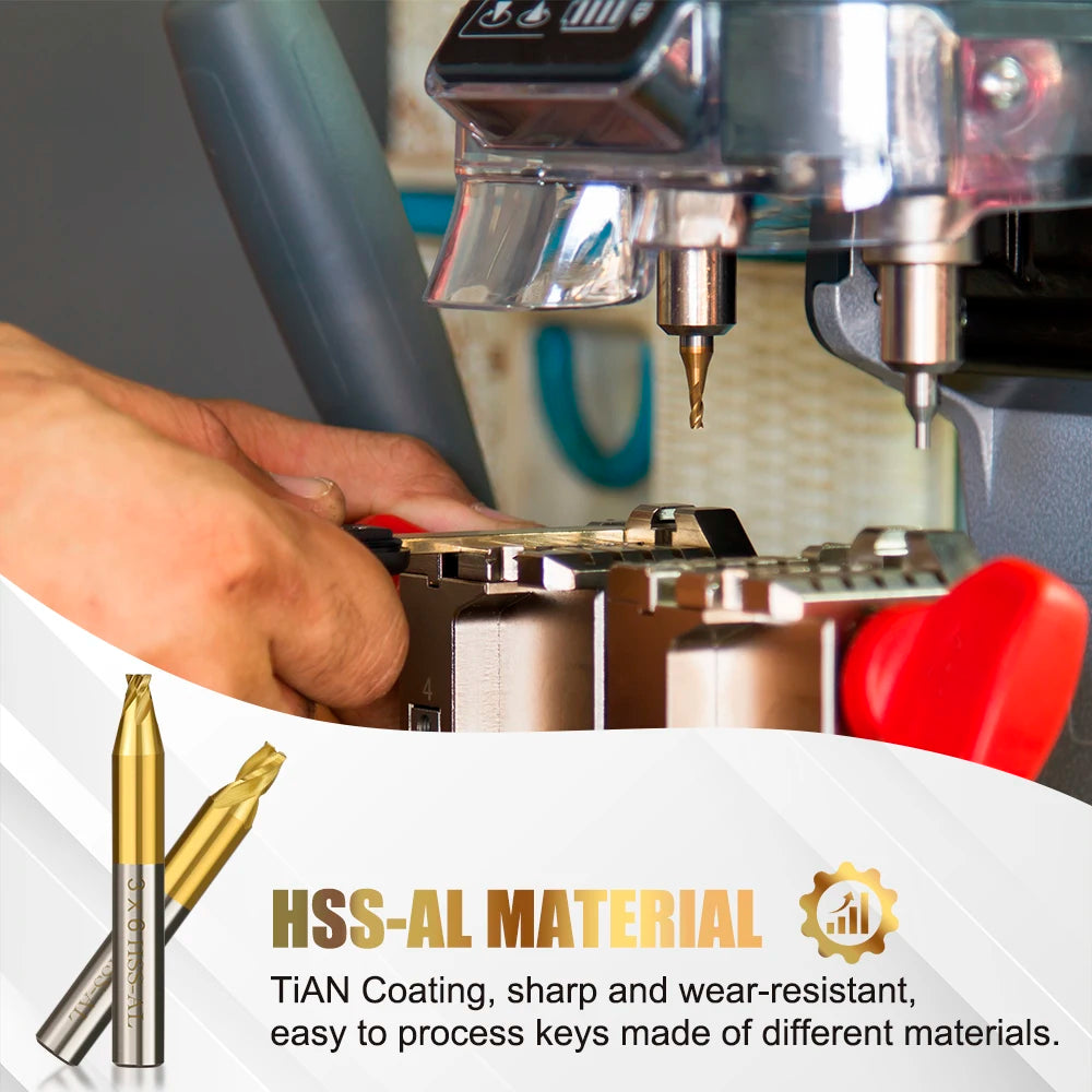1Pc 6Mm Shank Titanium Coated Key Cutting Machine End Milling Cutter 1/1.5/2.0/2.5/3.0/4.0/5.0Mm Vertical Key Machine