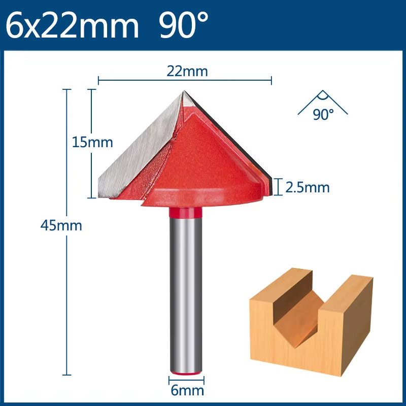 6Mm Router Bit V Shape Groove Milling Cutter Carbide Engraving Bit Woodworking Cutter
